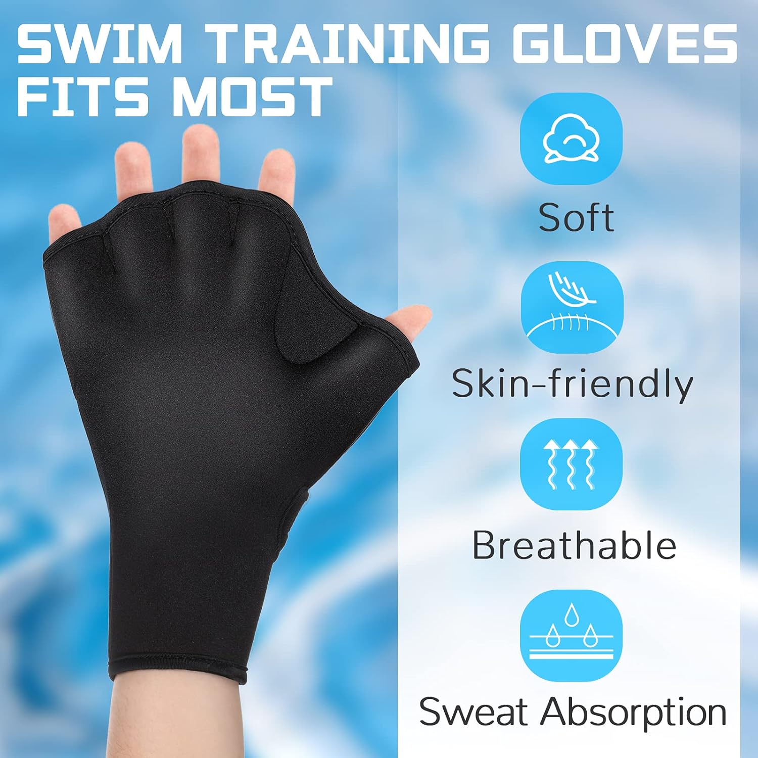 Skylety 5 Pieces Swimming Aquatic Gloves with Swim Earplugs and Swimming Nose Clip, Webbed Swim Training Gloves for Helping Upper Body Resistance, Swimming Accessories for Adults and Children : Sports & Outdoors