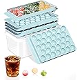 Ice Cube Tray with Lid and Bin – Round Ice Cube Trays for Freezer, BPA-Free Food-Grade Ice Mold, Stackable Ice Ball Maker, Circle Ice Cube Tray for Cocktails, Whiskey, Coffee, and Drinks