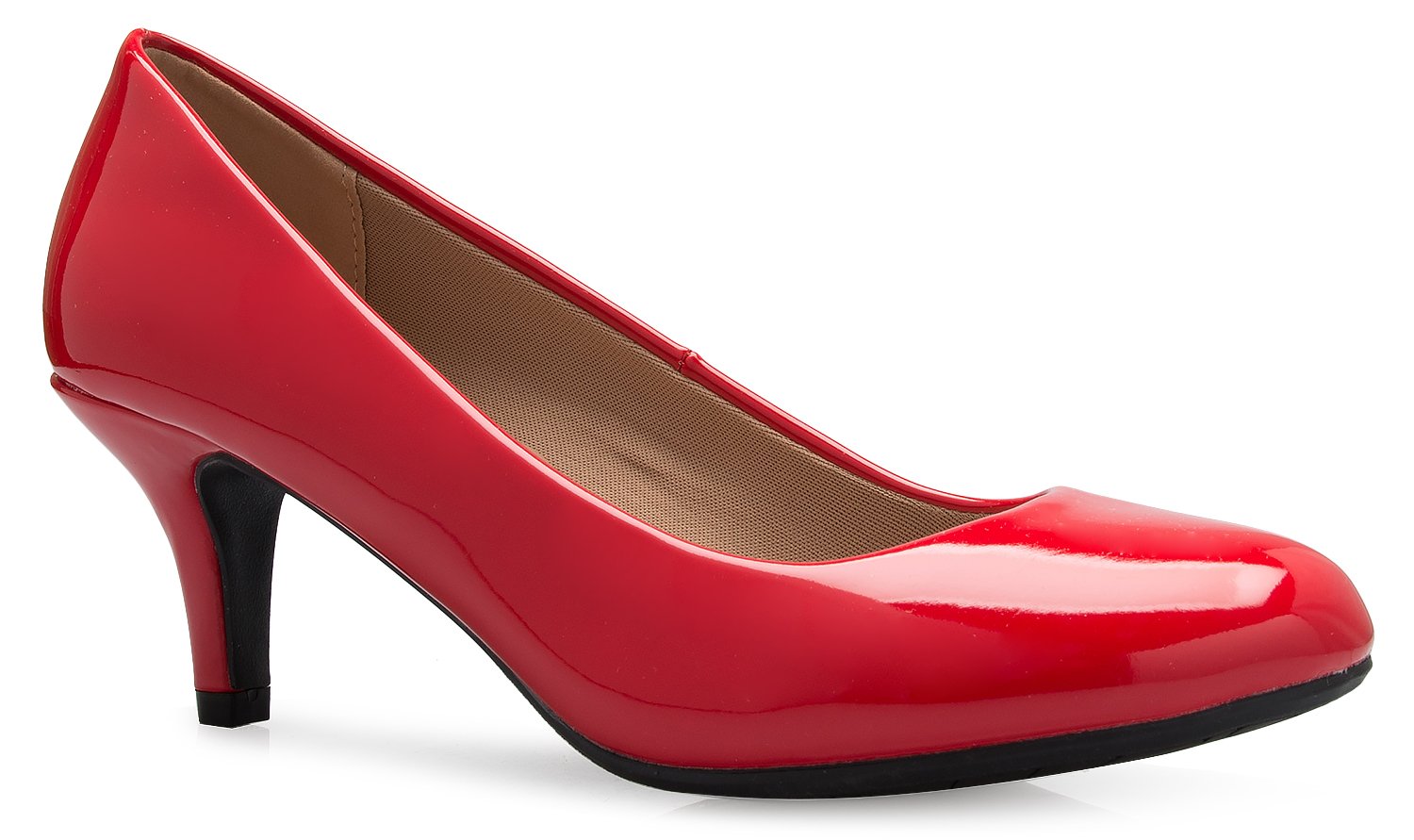 Olivia K Women's Comfort Classic Round Toe Kitten Low Mid Heel Dress Pumps