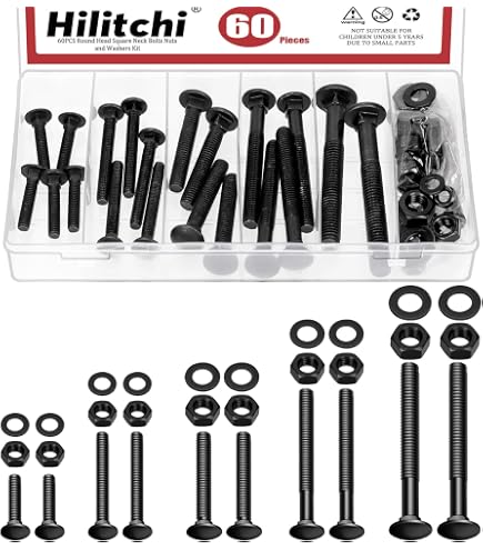 Carriage Bolts 3/8 Swpeet 80Pcs 5 Sizes M6×30 M6×55 M8×50 M8×70 M10×80 304 M6 Bolts