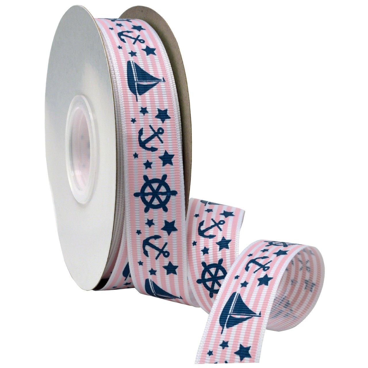 Morex Ribbon Nautical Baby Ribbon, 7/8-Inch by 25-Yards, Light Pink