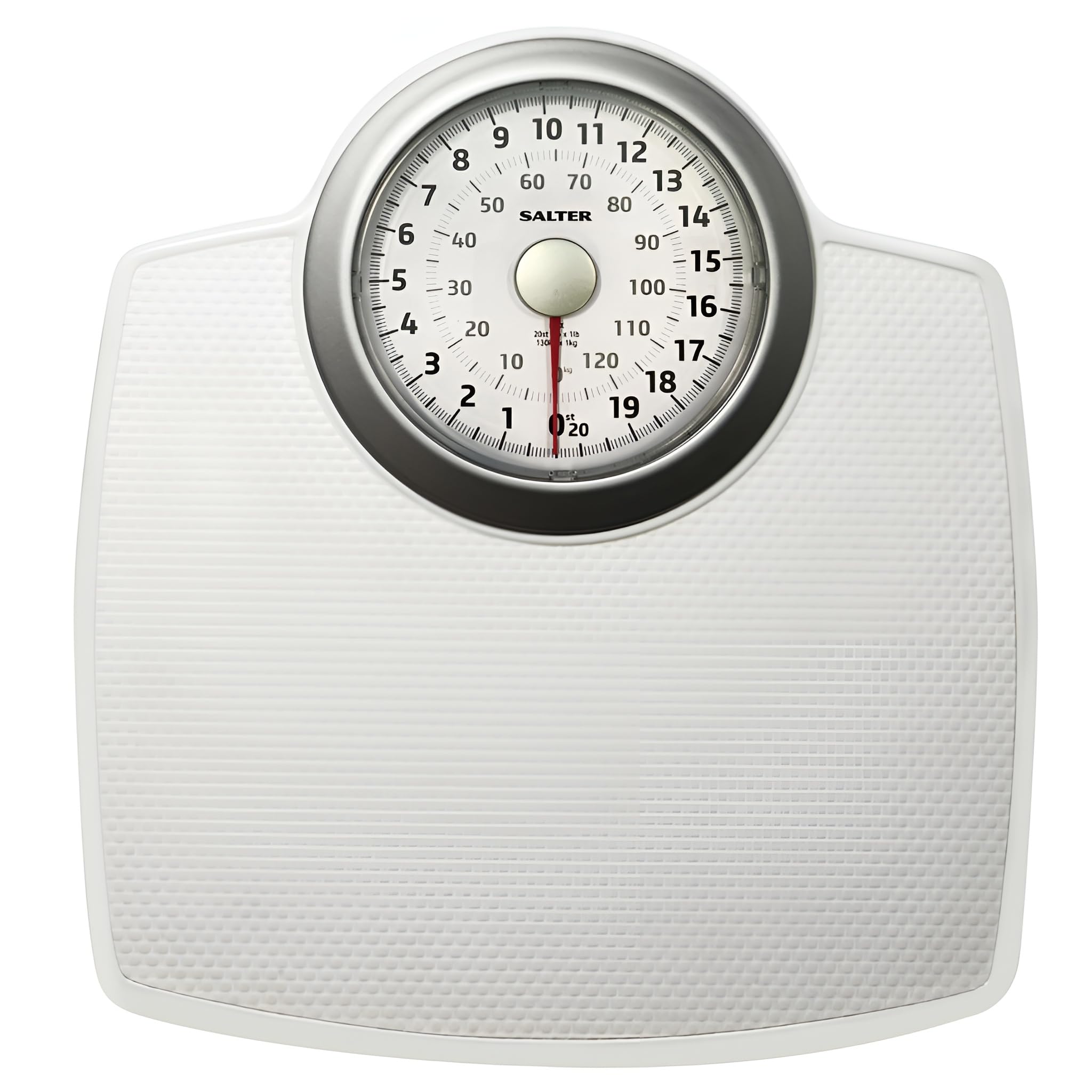 Salter Classic Bathroom Scale – Mechanical Bodyweight Scale, Weigh Up To 130kg / 20 st 5 lb, Easy Read Dial With Needle & Large Digits, Step On Instant Readings, Non-Slip Mat, Extra Large Platform