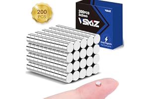 VSKIZ 200Pcs Refrigerator Magnets, 3x2mm Round Fridge Magnets, Small Cylinder Fridge Magnets, Tiny Earth Magnets Whiteboard Magnets, Mini Neodymium Magnets for Crafts, DIY, Office, Kitchen, Dry Erase Board