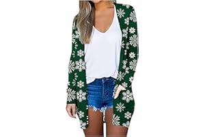ZEFOTIM Christmas Cardigan for Women 2023 Comfy Casual Lightweight Open Front Cardigan Long Sleeve Graphic Tops Shirts