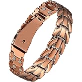 Jecanori Pure Copper Bracelet for Men, 2X Strength Magnetic Bracelets for Men with Fold-Over Clasp