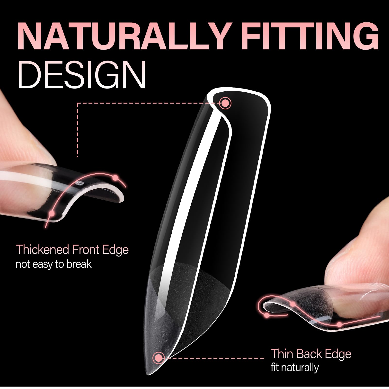 AILLSA Short Square Nail Tips Full Cover Clear Gelly Tips Half Matte Acrylic Tips Pre-Filed Fake Press on Nail Tips for Extension Home DIY Salon Manicure 216PCS 12 Sizes - Image 2