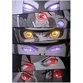 Displate Metal Poster NARUTO Eyes Monochrome Wall Art M | Wall-safe magnetic mounting, no drilling or tools. Easy to mount, artwork, wall decor home living room, bedrooms, offices.