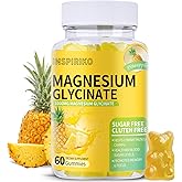 Magnesium Glycinate Gummies 1000mg - Sugar-Free Magnesium Potassium Supplement with Vitamin D, B6, CoQ10 for Adults & Kids,High Absorption for Calm Mood & Sleep Support - 60 Pineapple Gummies