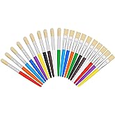20 Pcs Kids Paint Brushes - Round &amp; Flat, Easy Hold &amp; Clean, Bristle Craft for Acrylic, Oil &amp; Watercolor Paint