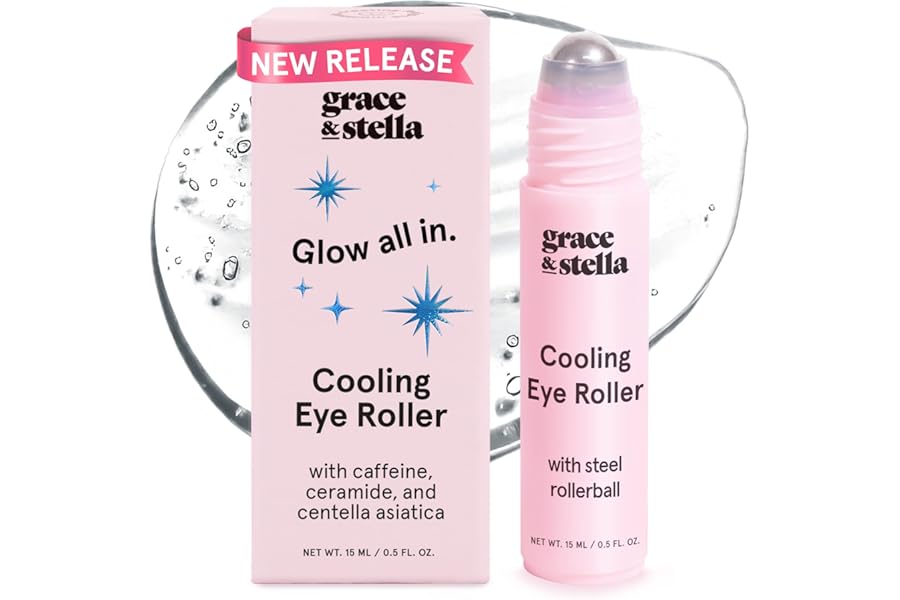 grace & stella Under Eye Brightener with Cooling Metal Rollerball – Ceramide & Caffeine Eye Cream for Puffy Eyes – Travel Size Toiletries – Vegan Skincare (15ml / 0.51floz)