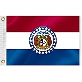 Missouri State Boat Nautical Flag 12x18 Inch Double Sided 3 Ply MO Marine Flag Nylon Small Yacht Sail Pontoon Boat ATV Bike Truck Motorcycle Banner Brass Grommets Patriotic Outside (MO)