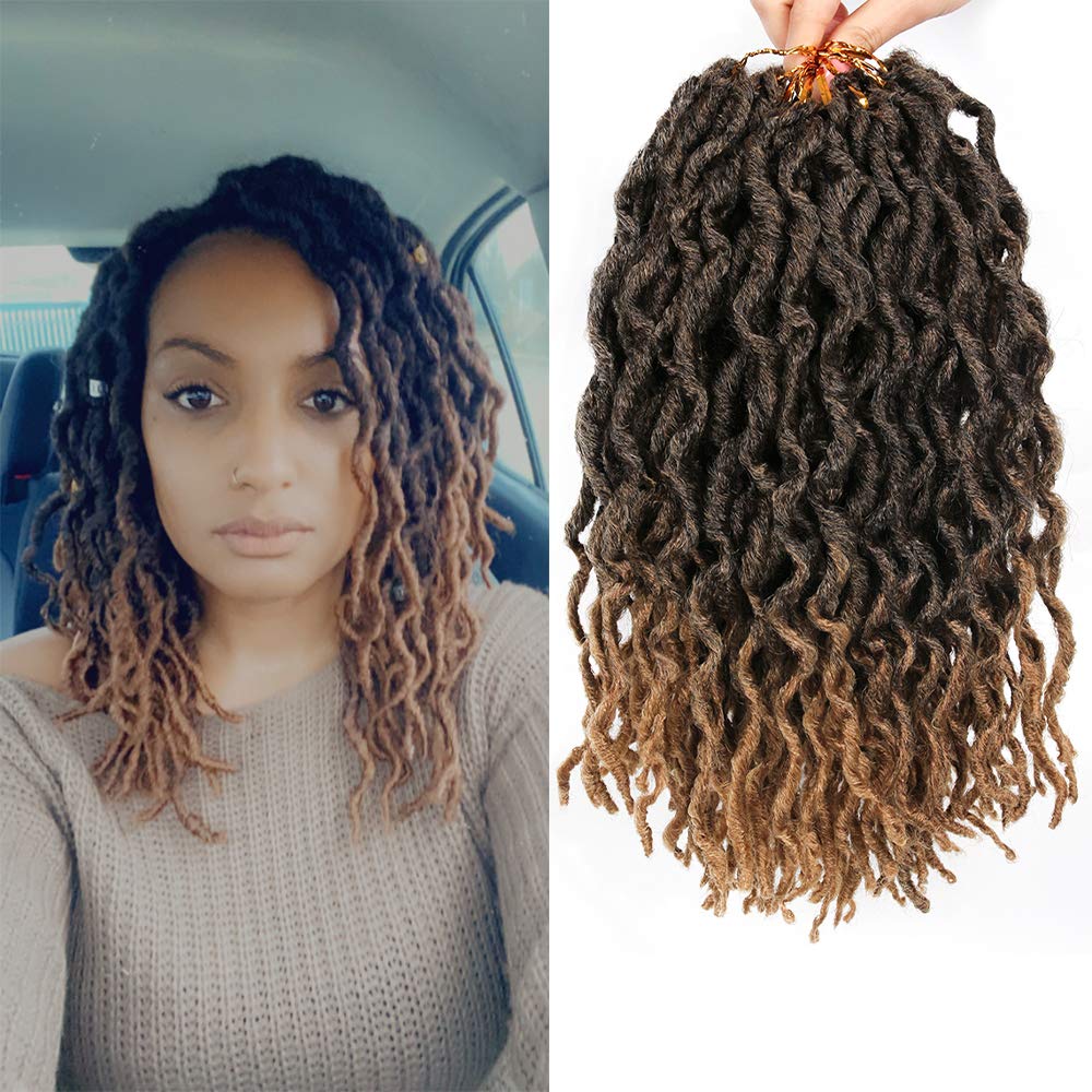 AliLeader 6 Packs Faux Locs Crochet Hair, 12 Inch Wavy & Curly, Hand-Made, Natural Shining & Bending, Light & Soft, Easy to Install, #T1B/27