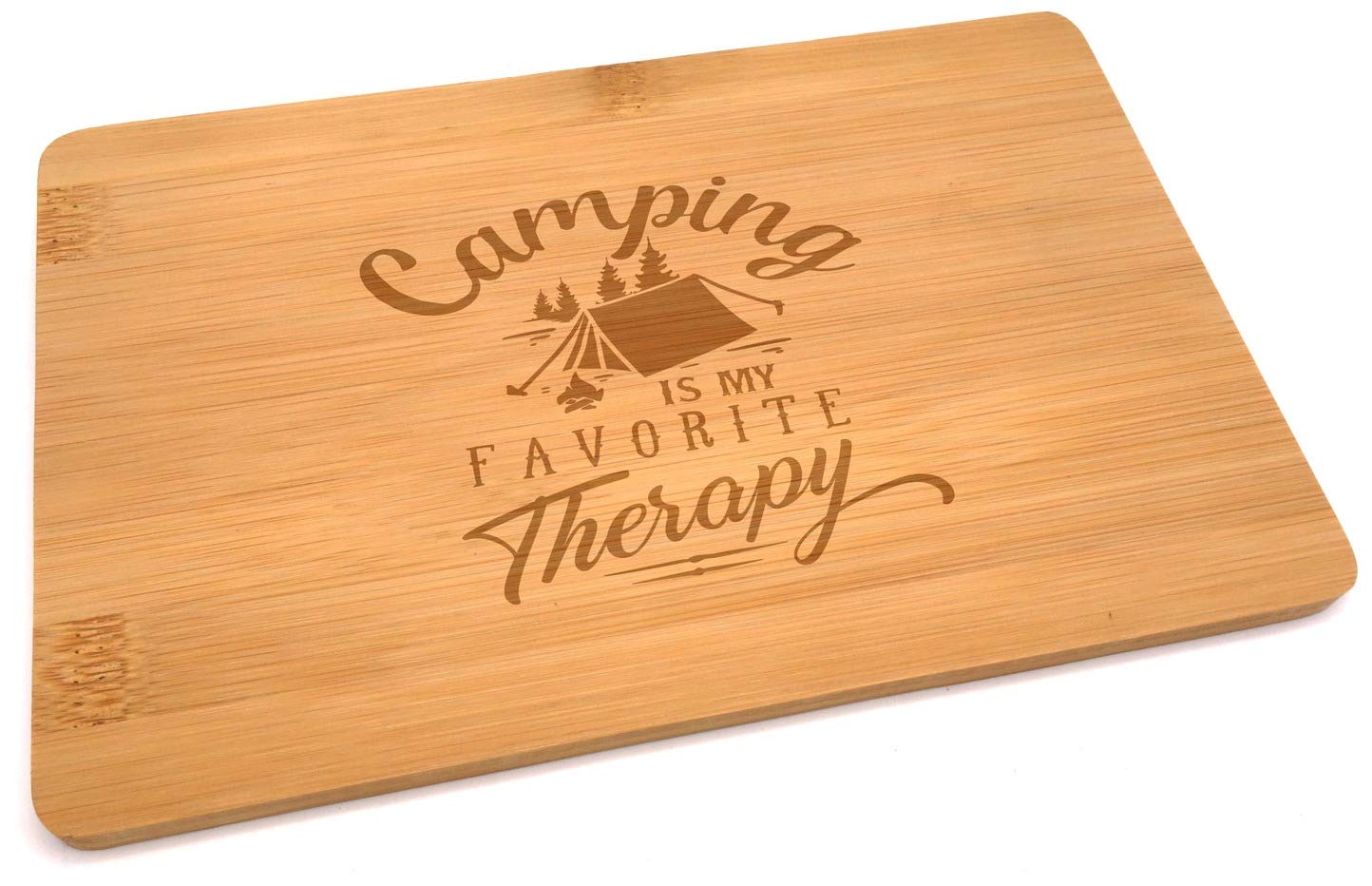 Samunshi® Wooden Board with Engraving Camping Therapy Camping Bamboo Board Chopping Board Small Bread Board Wooden Chopping Board Kitchen