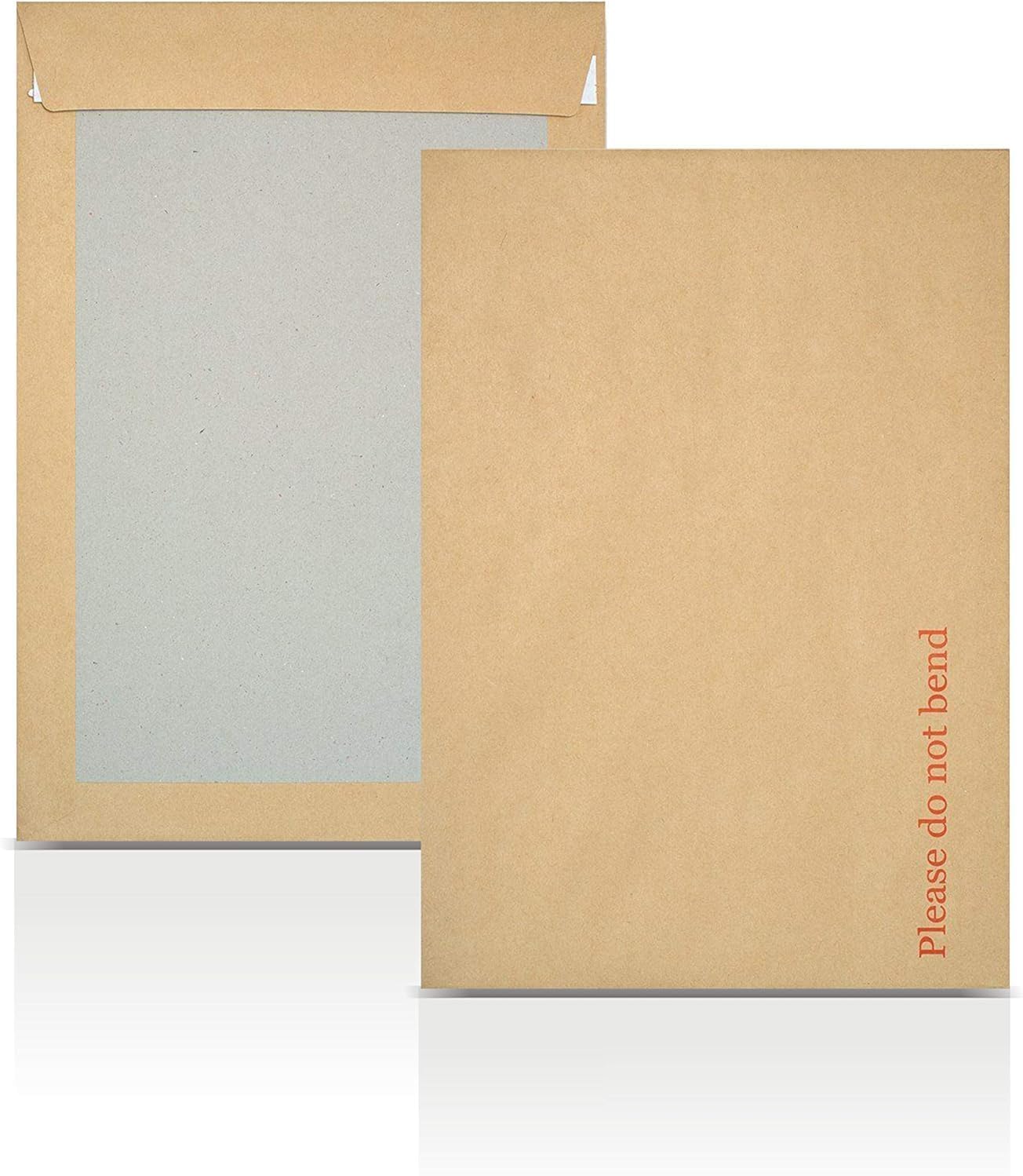 50 - AKAR C6 A6 162 x 114 mm Brown Hard Board Backed 'Please Do Not Bend' Envelopes Mailer