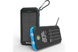 Durecopow Solar Charger Power Bank 20,000mAh, Portable Charger, 4 Cables 3 Ports Fast Charging External Battery Pack with USB C for Cell Phones, Solar Panel Charger with Dual Flashlight for Camping
