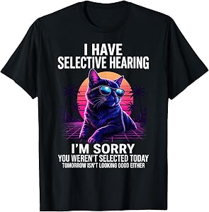 Funny Sarcastic Cat Graphic Tee Retro Synthwave Aesthetic T-Shirt