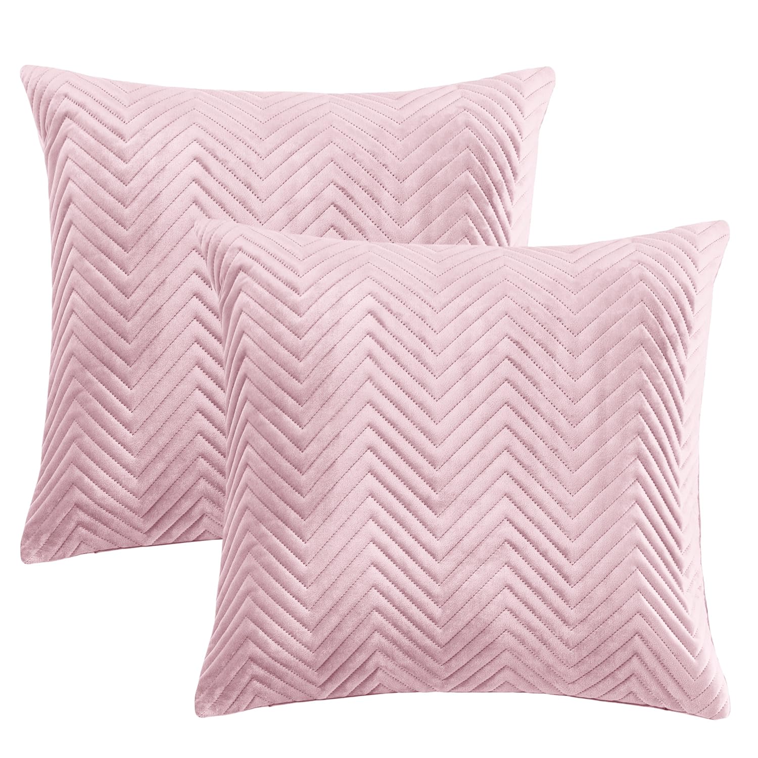 BedLooms Pink Velvet Cushion Covers 45 x 45 cm (Pack of 2) Unique Ultrasonic Cushion Cover Decorative Square Throw Pillow Case for Sofa Living Room Couch with Invisible Zipper (18 x 18 Inch)