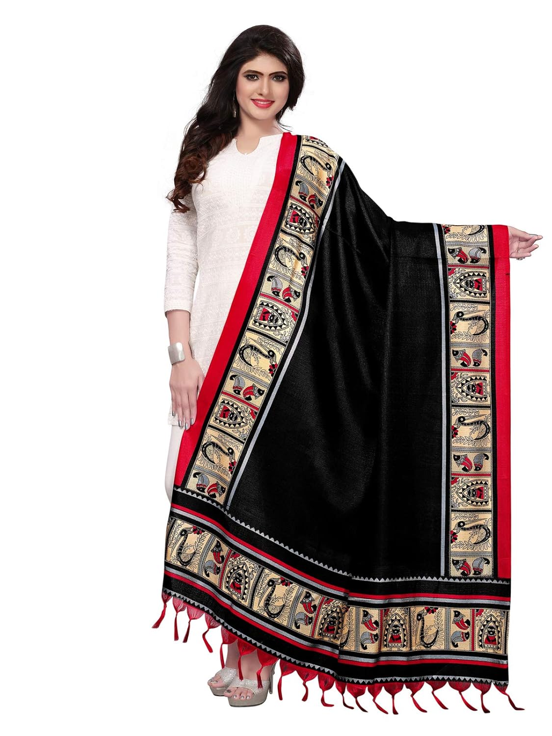 kanchnar women's bhagalpuri solid printed dupatta