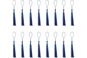 Sowaka 50 Pcs Tassel Silky Soft Mini Floss Handmade Tassels with Loop for Bookmark Jewelry Making Keychain Souvenir DIY Crafting Project Supplies Chinese Knot (Royal Blue)