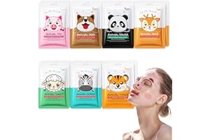 Facial Masks Set, 14Pcs Animal Character Fun Skin Care Sheet Face Mask, Moisturizing Hydrating Face Masks, Girl's Night Sleep