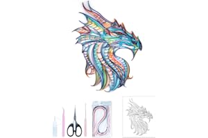 Uniquilling Quilling Paper Quilling Kit for Adults Beginner, 16 * 20-inch Blue Dragon, Exquisite DIY Paper Filigree Painting Kits Quilling Tools, Home Room Wall Art Decor Best Gifts(Basic)