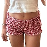 NUFIWI Women Lounge Shorts Button Floral Print Y2k Low Rise Sexy Micro Shorts Slim Fit Pajama Bottoms Cute Sleep Shorts