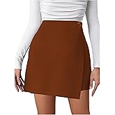 winkbay Women's High Waist Wrap Mini Skirt Button Front Asymmetrical Hem Work Skirts