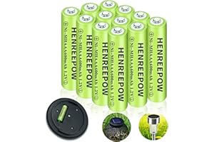 Henreepow Ni-MH Rechargeable AAA Batteries High Capacity 1.2V Pre-Charged Triple A Battery for Garden Lights, Outdoor Solar Lights, Battery String Lights, Pathway Lights (AAA 600mAh-12pack)