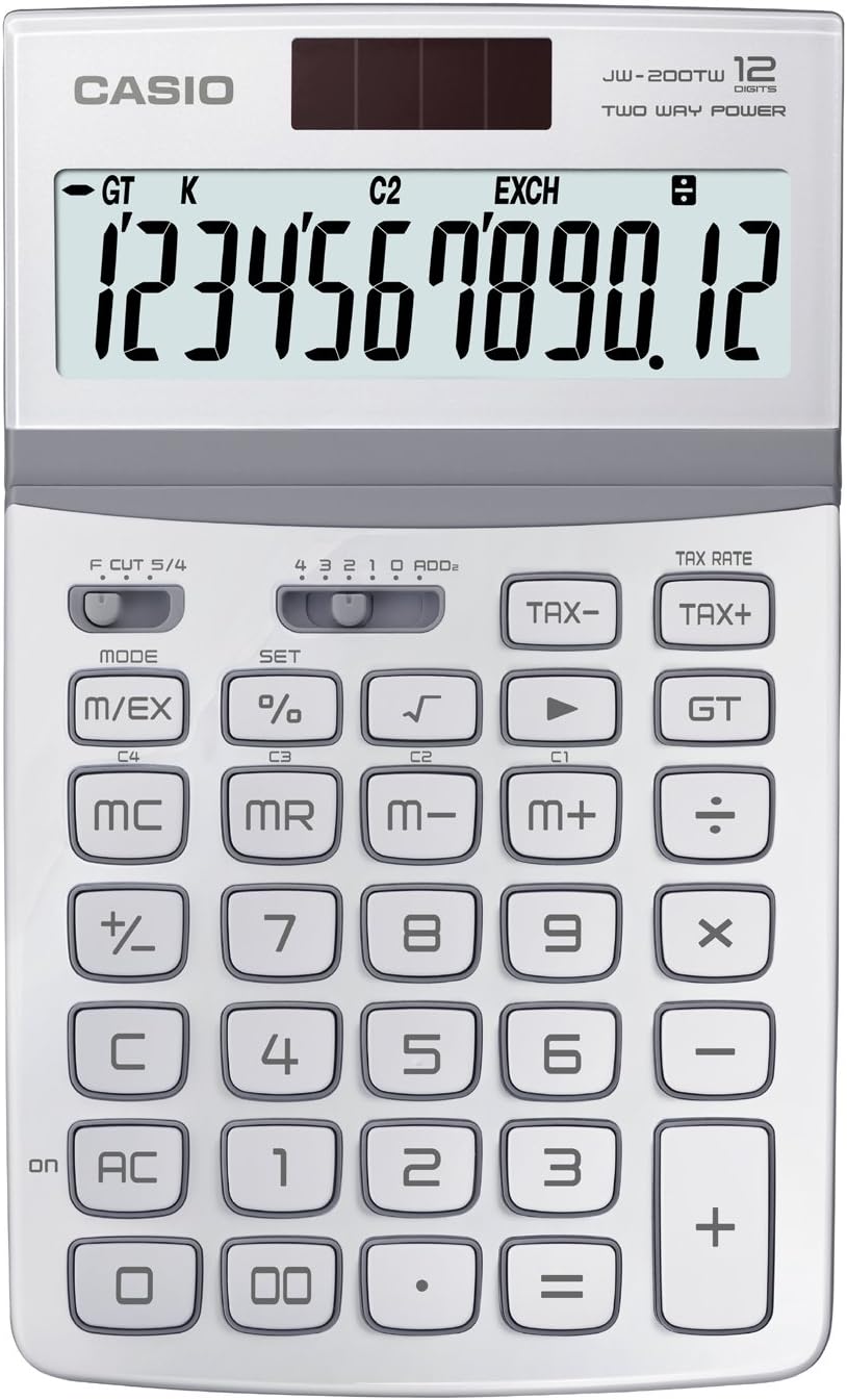 Casio Jw 0tw We Design Solar Tischrechner Mit Glanzlackierter Metallfront 12 Stelliges Big Lc Display Weiss Amazon De Burobedarf Schreibwaren