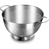 Stainless Steel Colander for Kitchen | 5 Quart Durable Rice and Pasta Strainer with Handle | Oversized Handles | Nesting Design | Rust-Resistant &amp; Dishwasher Safe