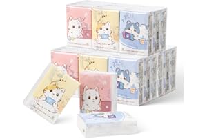 ZHJIANUP 27 Packs Pocket Tissues, Small Travel Size Bulk Facial Paper Towel, Travel Essential, Purse Tissue, Individual Packet, Soft 3 Ply Portable Napkins with Cute Prints for Wedding Party (Cats)