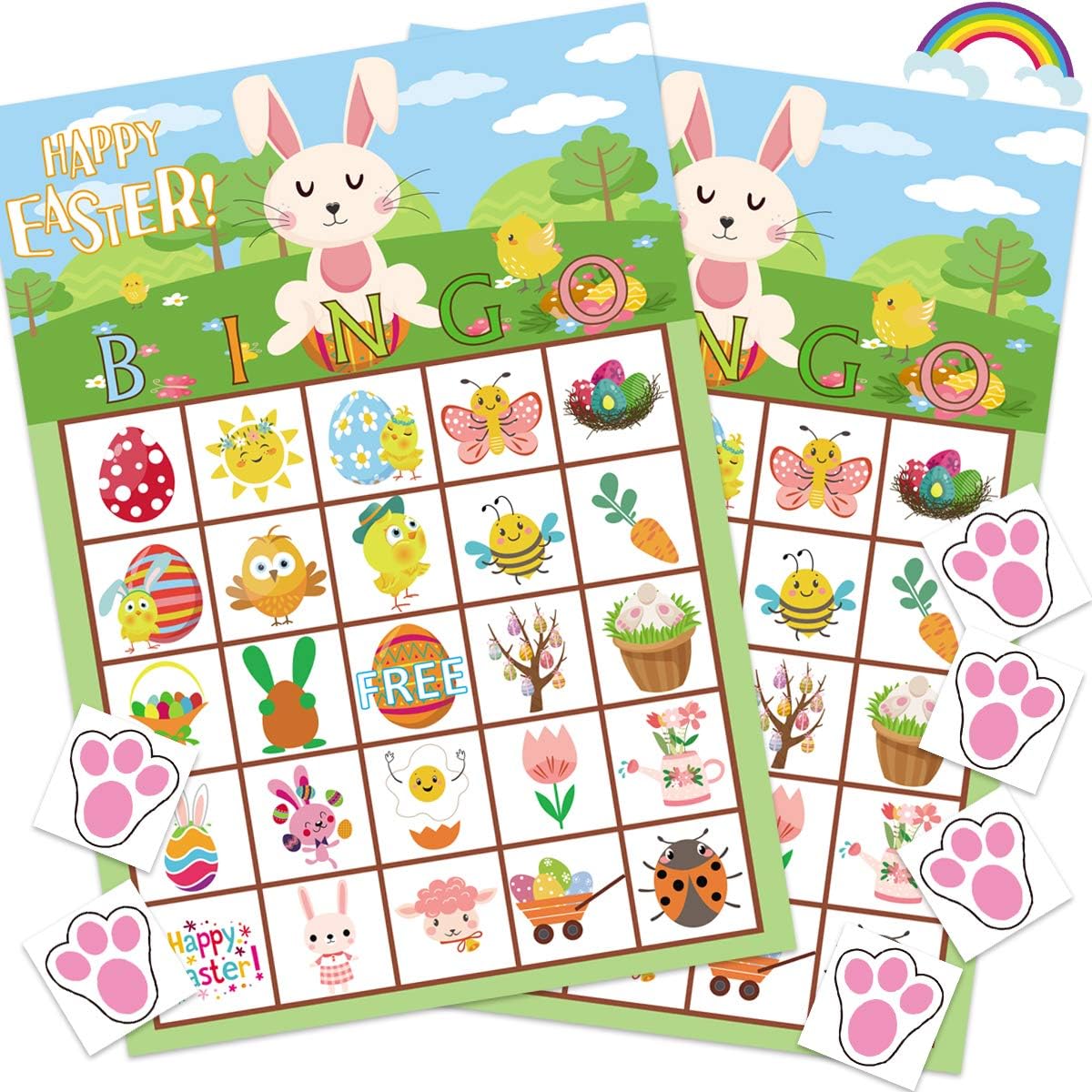 MISS FANTASY Easter Bingo Games for Kids Easter Bingo Cards Game for Toddlers Easter Party Activities for Children Good for 24 Players