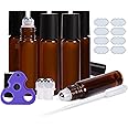 Roll on Bottles 10ml Amber Glass Empty Bottles 8 Piece ULG with Stainless Steel Roller Ball for Essential Oils