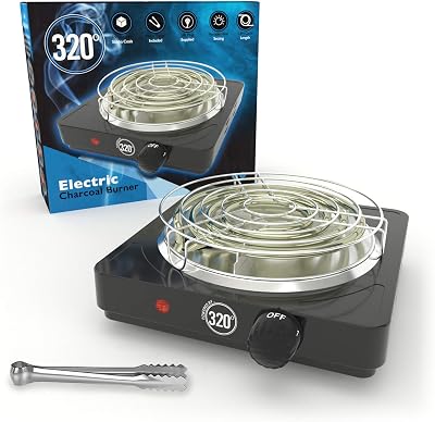 320º Electric Charcoal Burner 1000W Coconut Coal Hookah Stove UK Plug Long Cable
