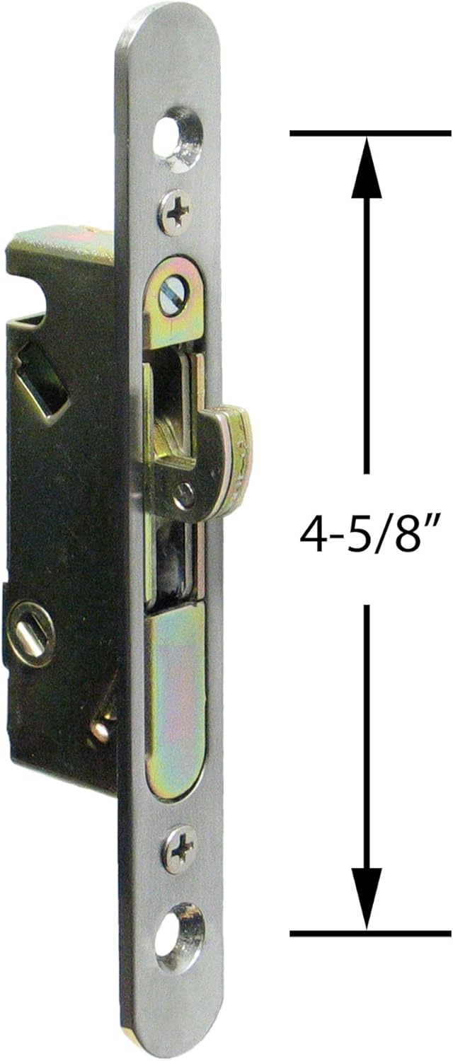 FPL 345S Sliding Glass Door Replacement Mortise Lock with Adapter Plate, 45/8” Screw Holes