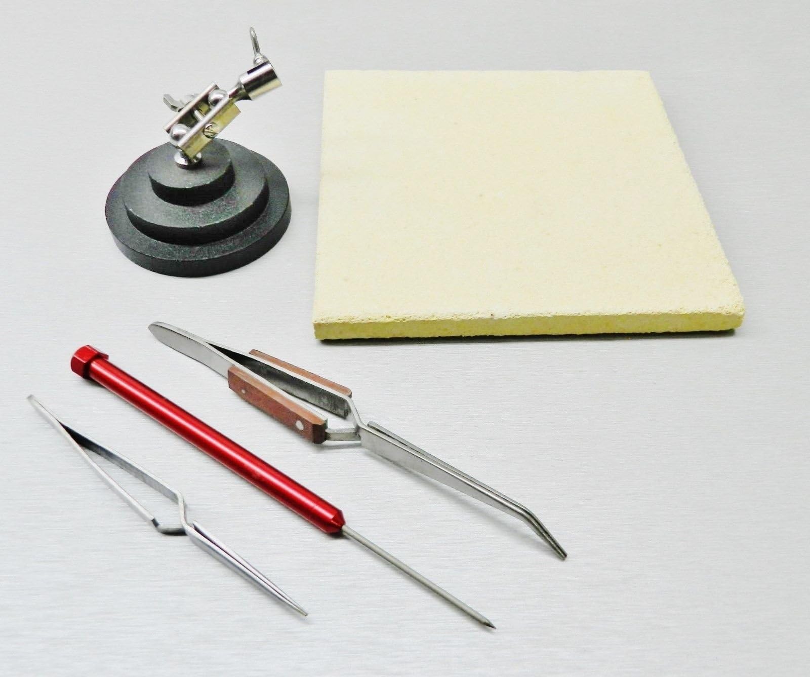 Jewelry crafts soldering tools kit 5 piece set ceramic solder board third hand pick tweezers