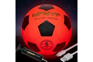 HITEGY Rechargeable Glow in The Dark Soccer Ball - USB Charging, Official Size 5, Light Up with Every Kick, Includes Pump, Ball Bag & Charging Cable - Rechargeable Light Up Soccer Ball - Orange