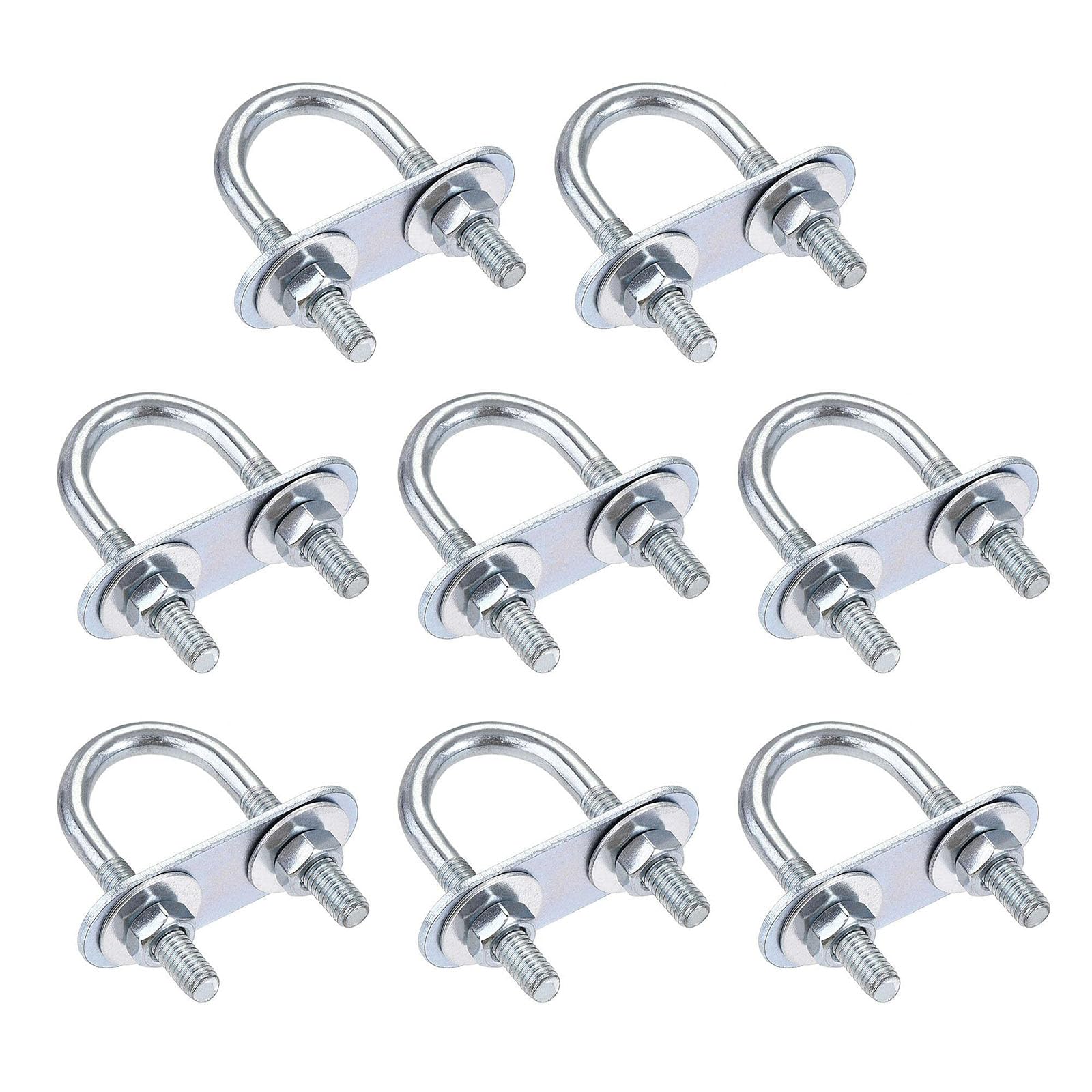 TA-VIGOR 8 sets M6 Round U-Bolts, 20mm Inner Width 50mm Length Steel U-Bolts with Nut, Plate, Washer for Attaching Piping Conduit Cable Tube Brackets Boat Trailer