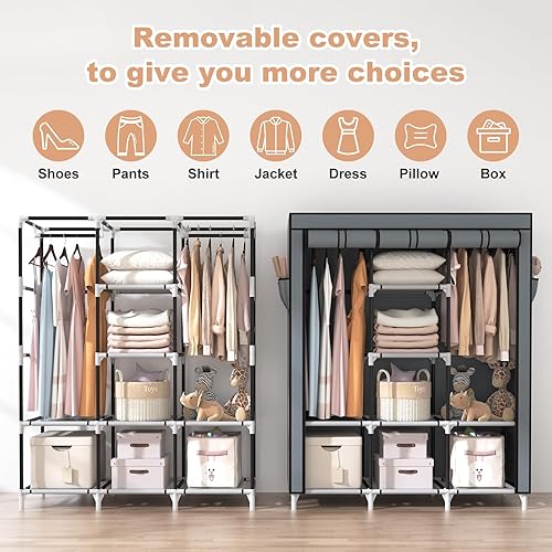 VTRIN Portable Closet Wardrobe for Hanging Clothes with Hanging