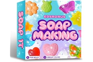EDSRDRUS Soap Making Kit Series - Soap Making Supplies with Glycerin Soap Base, Silicone Molds, Fragrance Oils, Pigments & More (Colorful Beginner Soap Making Kit)