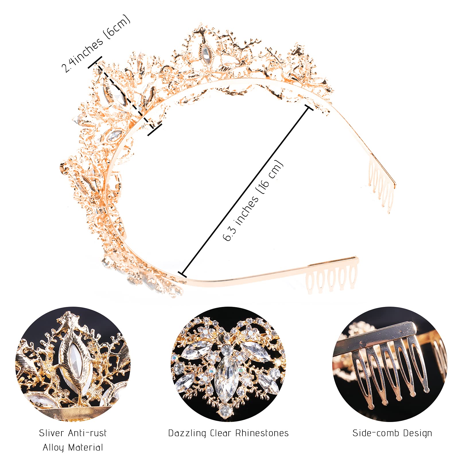 CIEHER Tiaras and Crowns for Women,Gold Crystal Rhinestone Queen Crown,Birthday Crown Tiara for Women Girls Headbands for Wedding Prom Bridal Party Costume Gifts