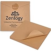 Zenlogy 8x8 Parchment Squares (200 sheets) - Unbleached, Non-stick, Pre-cut Parchment Paper - Fits 8x8 Brownie Square Pans and Toaster Oven Trays, and Air Fryer - Great for Wraps, Baking, Roasting
