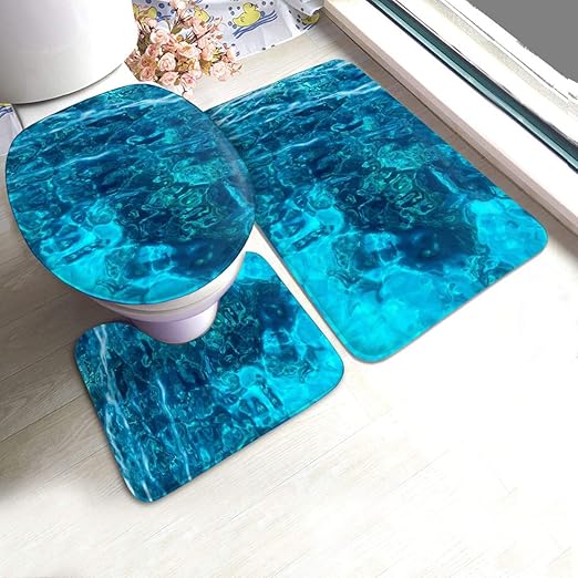 Amazon Com Love Animal Bathroom Rugs Sets 3pc Beautiful Blue Ocean Turquoise Non Slip Bath Mats Rug U Shaped Contour Rug Toilet Lid Cover Mat Washable Floor Carpet Shower Tub Bathroom Accessories Decor