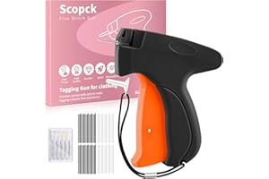 Stitch Gun for Clothes - Handheld Stitch Tag Gun Quick Clothing Fixer - Tagging Gun - Sewing Kit Includes 6 Needle, 1000 Black Fasteners & 1000 White Fasteners (Black, Orange)