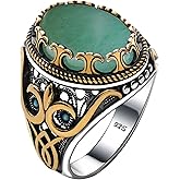 Genuine Solid 925 Sterling Silver Accented with Bronze and Stone, Authentic Vintage Turkish Ottoman Style Ring for Men