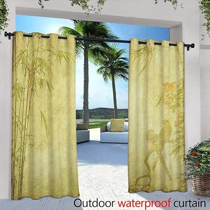 Amazon Com Loveeo Bamboo Outdoor Curtains Silhouettes Of Birds