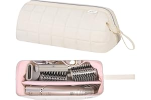 KarSyon Hair Tools Travel Bag Organizer for Dyson Airwrap Case Holder Shark Hair Dryer Flex Style Airstraight Brush Revlon Attachments Carrying Case Flat Curling Iron Bags (Beige)