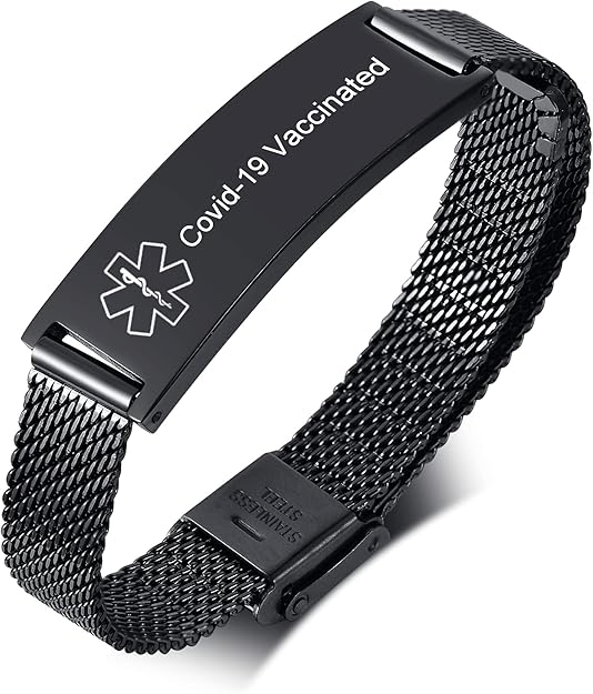 VNOX Medical Alert Bracelets for Men & Women Kids with Free Engraving