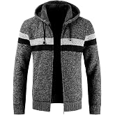 LLdress Mens Knit Cardigan Sweaters Sherpa Lined Full Zip Hoodie With Pockets
