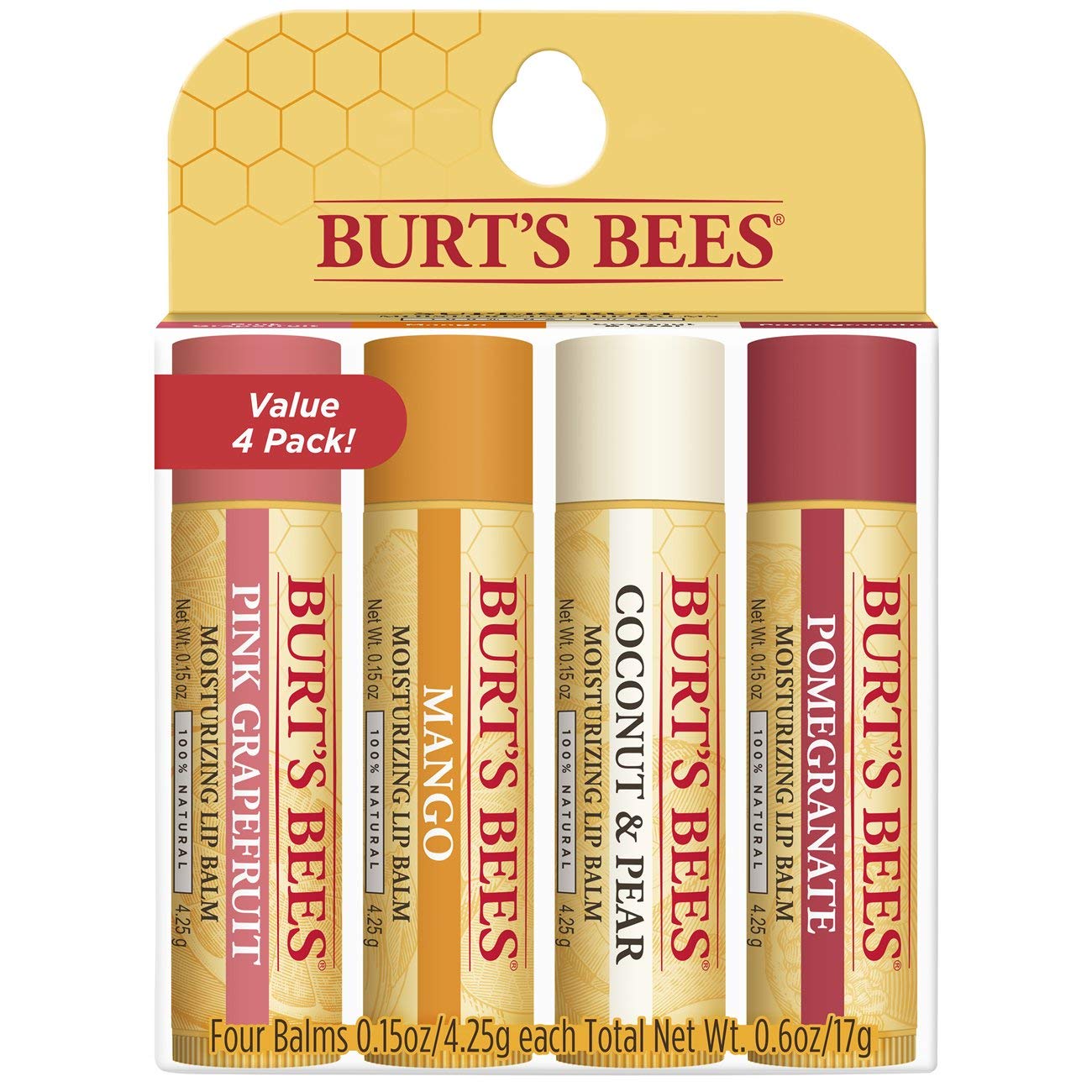 Burt's Bees 100 Natural Moisturizing Lip Balm, Superfruit Pink